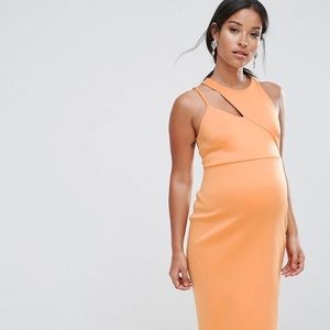 ASOS Tangerine Orange Midi Maternity Dress